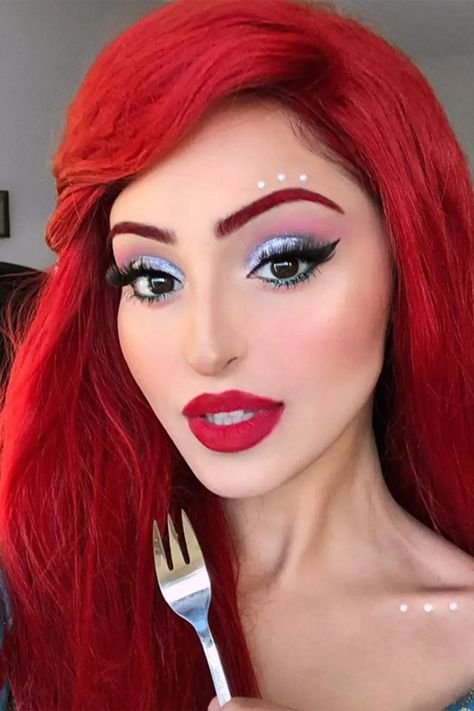 Mermaid Costume Makeup, Little Mermaid Makeup, Ariel Makeup, Disney Character Makeup, Mermaid Makeup Halloween, Disney Princess Makeup, Mermaid Halloween Costumes, Princess Makeup, Halloween Makeup Pretty