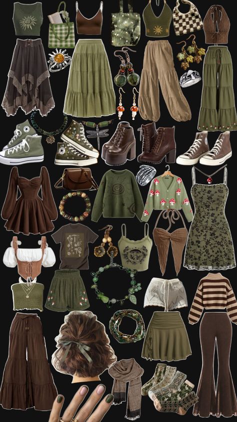 Forest Aesthetic Outfit, Fairycore Aesthetic Outfits, Outfit Inspo Women, Goblincore Outfits, Indie Cottagecore, Boho Outfit, Cottagecore Outfits, Earthy Outfits, Witch Outfit