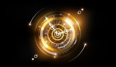 Golden abstract technology background wi... | Premium Vector #Freepik #vector #clock-face #old-clock #clockwise #antique-clock Luc Belaire, Shimmer Background, New Year Clock, Gold Vault, Sparkle Decorations, Maya Modeling, Animation Logo, Logo Intro, Gold Clock