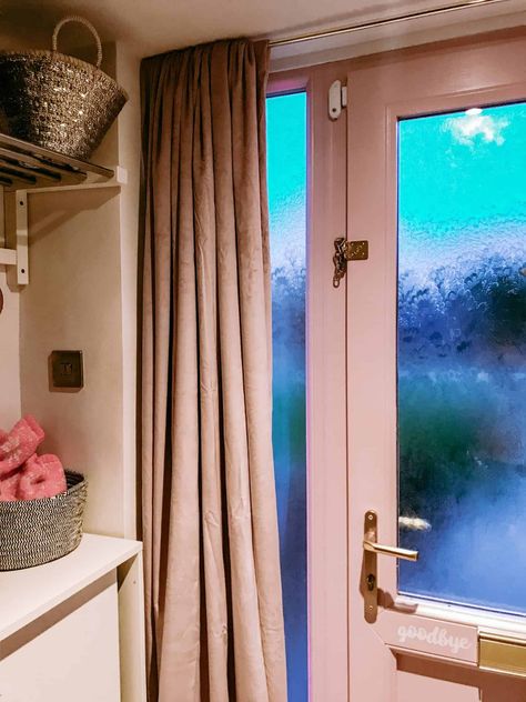 How to Keep In The Heat with a Cosy Velvet Door Curtain - pinkscharming Front Door Draft Curtain, Side Door Curtains, Velvet Door Curtain, Front Door Curtain Ideas Entrance, Curtains Over Doors, Curtain In Front Of Door, Curtains Over Doors Ideas, Kitchen Door Curtain Ideas, Door Curtain Ideas Entrance