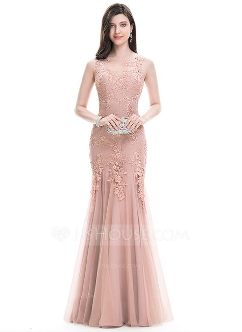 Trumpet/Mermaid Scoop Neck Floor-Length Tulle Lace Evening Dress (017105915) - Evening Dresses - JJ's House Gaun Tulle, Gaun Dress, Zuhair Murad Haute Couture, Dresses Couture, Best Gowns, Collection Couture, Dress Royal, Royal Dresses, Haute Couture Dresses