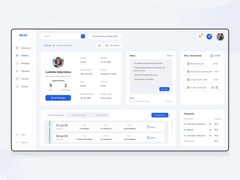 Medical CRM - Patient's profile Dashboard Design Template, Intranet Portal, Desain Ux, Portal Design, Ui Design Dashboard, Medical App, App Design Layout, Employee Onboarding, App Interface Design