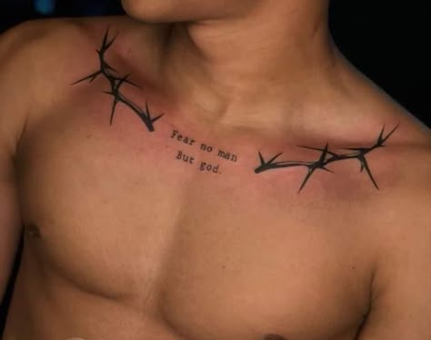 Chest Tattoo Men Ideas Unique, Christian Tattoos Men, Collar Bone Tattoo For Men, Collar Tattoo, Rib Tattoos For Guys, Catholic Tattoos, Biblical Tattoos, Small Chest Tattoos, Simple Tattoos For Guys