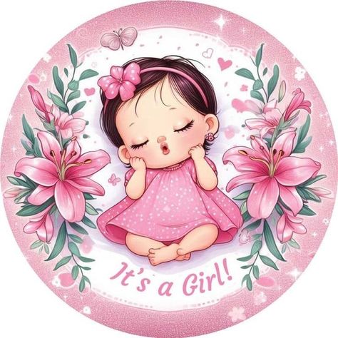 Its Baby Girl, Baby Announcement Message, Baby Girl Stickers, Baby Pink Flowers, Sweet Cone, Baby Sticker, Pink Bed, Baby Announcement Pictures