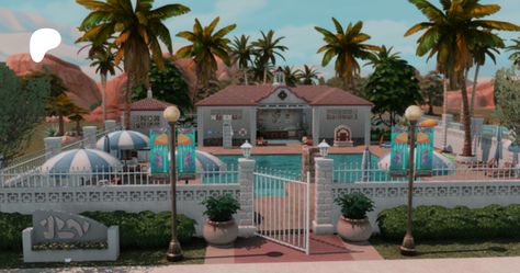 oasis community pool (no cc) | florwalsims Sims 4 Oasis Springs, Sims 4 Houses Layout, Oasis Springs, Cc Patreon, Sims Freeplay Houses, Play Sims 4, The Sims 4 Packs, Sims 4 Expansions, Tumblr Sims 4