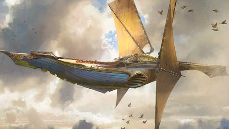 Returning Home: A Guide for Retuning Magic Players Jaime Jones, بيوت ملكية, Steampunk Ship, Airship Art, Flying Ship, Steampunk Airship, Spaceship Design, Concept Ships, Fantasy Setting