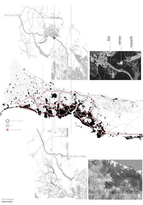 "Cartographic Excursions: Storytelling in Urban Space", the map I created in the workshop visualises the rural-urban blur and the complexity of urban peripheries, addressing key areas such as urban fringing, peripheral development, factors influencing urban development, production spaces, access and green tissue analysis. This map, which also analyses the villages and rural areas in Istanbul, contributes to the spatial analysis of these transition zones between urban and rural areas and provides Architecture Transportation Analysis, Morphological Analysis Architecture, Urban Analysis Map, Cultural Analysis Architecture, Landscape Architecture Mapping, Urban Design Mapping, Urban Project Architecture, Urban Mapping Architecture, Urban Design Analysis