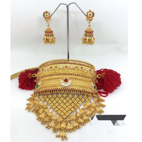 Aad Necklace Designs Rajputi, Rajasthani Aad Necklace Gold, Aad Jewellery Design, Aad Rajputi Jewellery Gold, Gold Aad Jewellery, Rajputi Aad Design Gold New, Aad Designs Rajputi Gold, Aad Designs Rajputi, Rajputi Aad Design Gold