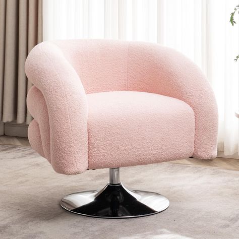 PRICES MAY VARY. 𝟑𝟔𝟎 𝐃𝐞𝐠𝐫𝐞𝐞 𝐑𝐨𝐮𝐧𝐝 𝐒𝐰𝐢𝐯𝐥𝐞 𝐂𝐡𝐚𝐢𝐫: This barrel accent chair can be smoothly rotated 360 degrees, and it is easy to change the sitting position and orientation without moving. The metal base makes the chair more stable and adds design. 𝐇𝐢𝐠𝐡 𝐐𝐮𝐚𝐥𝐢𝐭𝐲 𝐌𝐚𝐭𝐞𝐫𝐢𝐚𝐥: The 18.5-inch thick upholstered cushion, coupled with a high-density sponge and skin-friendly expensive teddy fabric, makes you more comfortable to enjoy the leisure time on the chair. Sherpa Sofa, Reading Bedroom, Round Swivel Chair, Comfy Reading Chair, Single Sofa Chair, Nursery Office, Swivel Barrel Chair, Swivel Accent Chair, Living Room Furniture Chairs