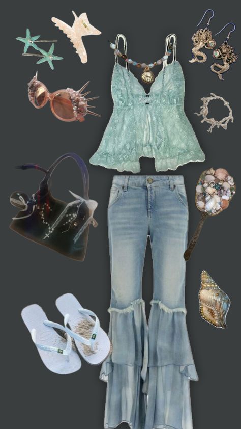 Summer Hippie Outfits, Mermaid Core, Mermaid Outfit, Mermaid Inspired, Future Outfit, Other Outfits, Cool Hoodies, Mermaid Fashion, Hippie Outfits