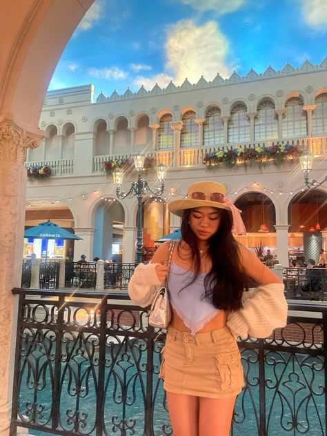 las vegas, vegas, sun, sunhat, italy, rome, summer, sunglasses, outfit, cute fit, cute outfit, fit idea, fit, shrug, skirt, mini skirt, water, blue, dreamy, pastel, top, summer vibes, vibes, summer aesthetic, fun, summer fun, pretty, sky Las Vegas Day Outfit, Las Vegas Summer Outfit Ideas, Las Vegas Aesthetic Outfit, Vegas Day Outfit, Las Vegas Outfit Ideas, Las Vegas Outfit Summer, Summer Outfits Italy, Rome Summer, Las Vegas Summer