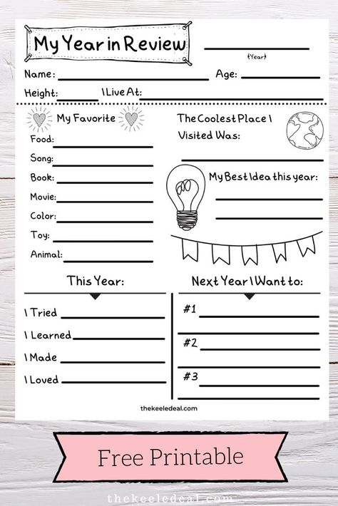 Year Journal Prompts, My Year In Review, New Year Printables, New Year's Eve Activities, Year Journal, Countdown Clock, New Years Activities, New Year Goals, My Year