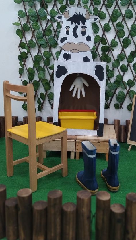 This hands on activity fives the children opportunity to learn and understand where and how we got milk. Cow Activities, Milk Display, Cow Milking, Farm Animals Activities, Milk The Cow, October Activities, Got Milk, Farm Preschool, Farm School