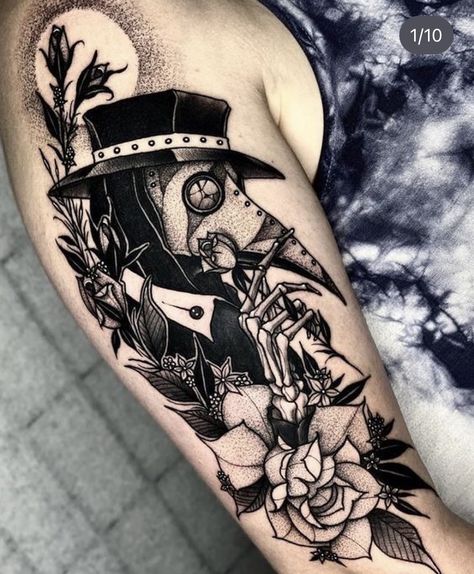 Dr Tattoo, Dark Feminine Tattoos, Gotik Tattoo, Halloween Tattoos Sleeve, Doctor Tattoo, Feminine Skull Tattoos, Feminine Tattoo Sleeves, Goth Tattoo, Creepy Tattoos