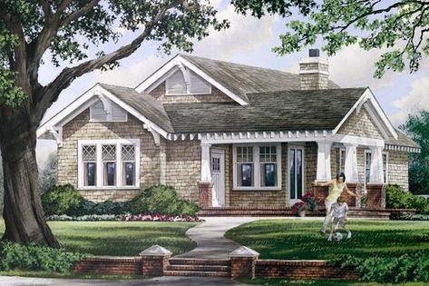 One Level & One Story House Plans | Single Story House Plans House Plans One Story, Farmhouse Style House Plans, Bungalow House Plans, Craftsman Style Homes, Craftsman Style House Plans, Craftsman House Plan, Cottage Plan, Craftsman Bungalows, Craftsmen Homes