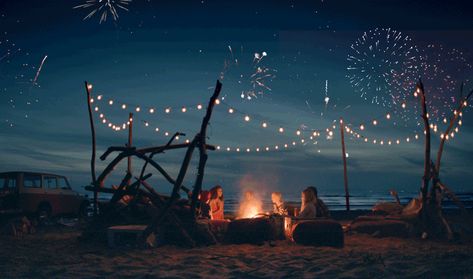 Beach, Campfire & Friends GIF Pjo Fanfic, Assumption Of Mary, Gif Background, Aesthetic Gifs, Photography Genres, Sky Night, Photography Kit, Scene Image, Music Channel