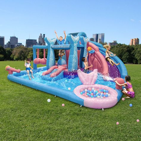 Water Bounce House, Playground Backyard, Inflatable Water Park, Inflatable Bounce House, Bouncy House, Inflatable Bouncers, Inflatable Slide, Backyard Lawn, Splash Pool