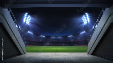 Stock Image: player entrance to illuminated stadium full of fans, football stadium sport theme digital 3D background advertisement illustration Stadium Entrance, Advertisement Illustration, Sport Theme, Football Stadium, Football Stadiums, 3d Background, Sports Theme, Vector Design, Stock Illustration