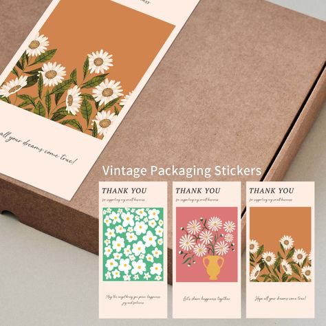 Smarter Shopping, Better Living! Aliexpress.com Stickers Small Business, Packaging Ideas Business, Decor Stickers, Vintage Packaging, Small Business Packaging, Box Packaging Design, Packaging Stickers, Business Stickers, Daisy Pattern