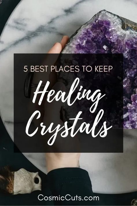 If you're wondering where to keep your crystals, we've got plenty of great ideas for you right here! Read on and have fun experimenting with your crystals. #wheretokeepcrystals #placestokeepcrystals https://cosmiccuts.com/blogs/healing-stones-blog/best-places-to-keep-healing-crystals Healing Crystals Decor, Spiritual Altar, Emotional Vampire, Grounding Crystals, Healing Crystals Meanings, Meditation Altar, Fertility Boost, Spiritual Crystals, Gemstone Meanings