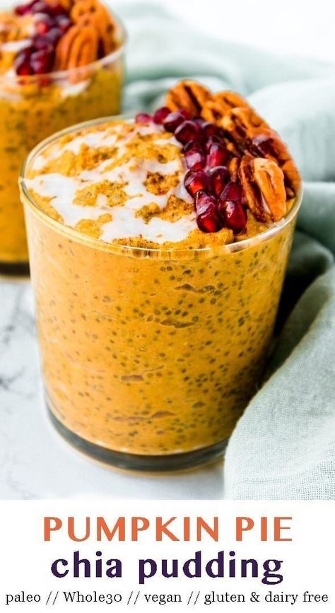 Pumpkin Puree Recipes Healthy, Pumpkin Pie Chia Pudding, Chia Pudding Vegan, Pumpkin Chia Pudding, Healthy Pumpkin Pie, Classic Pumpkin Pie, Harvest Food, Favorite Holiday Desserts, Paleo Snack