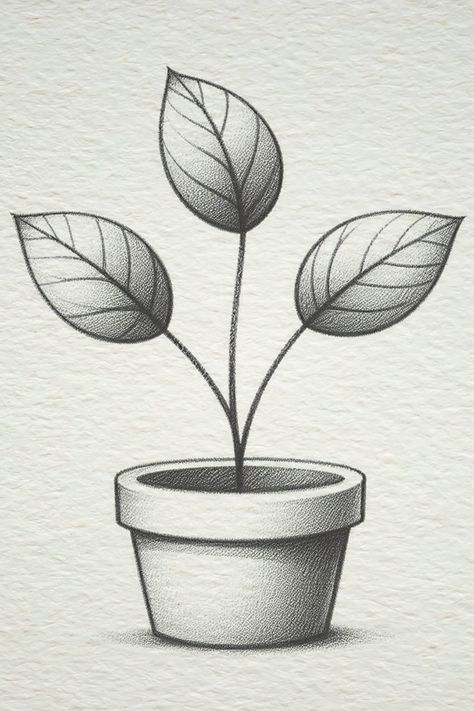 Pencil Drawing of a Houseplant Realistic Plant Drawing, Drawing Plants And Flowers, Drawing Plants, Nature Sketch, Plant Drawing, Plants And Flowers, Pencil Drawing, Pencil Drawings, House Plants