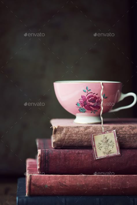 Vintage teacup on stack of old books Stack Of Old Books, Tea And Books, Vintage Teacups, Tea Art, Foto Art, Still Life Art, Tea Cups Vintage, Coffee And Books, Stack Of Books