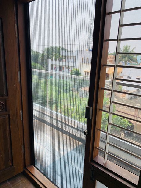 Sliding mesh door Sliding Mesh Door, Mosquito Mesh Door Design, Balcony Door, Slider Door, Balcony Doors, Mesh Door, Door Design Interior, Aluminium Doors, Door Design