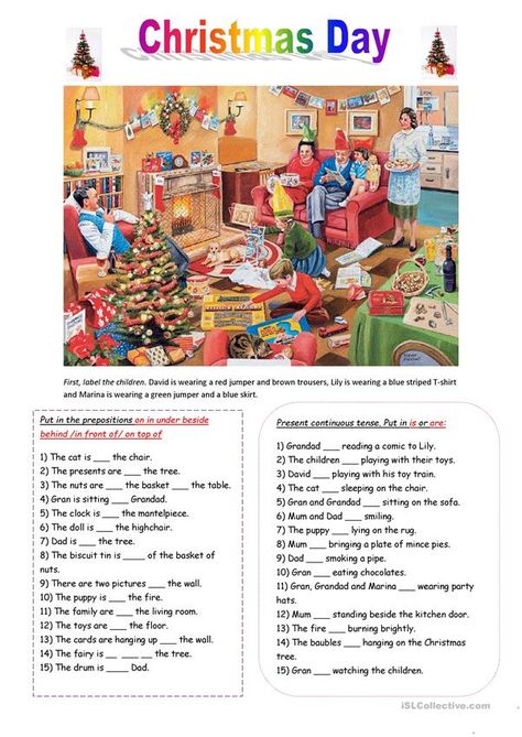 Štědrý Den, Puzzle Worksheet, Present Continuous, English Christmas, English Exercises, Christmas Worksheets, English Games, English Activities, English Reading