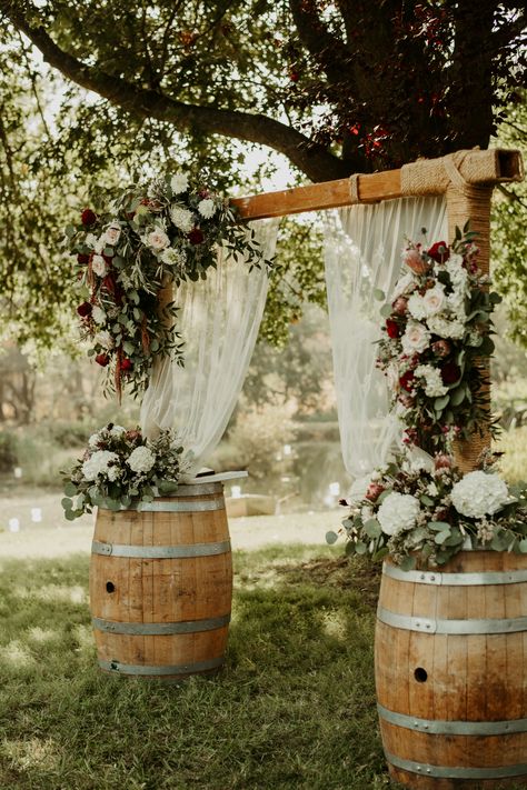 PACKAGES | rustiquedecor Wine Barrel Wedding Ceremony, Wine Barrel Wedding Decor, Wooden Wedding Arch, Wood Wedding Arches, Arch Arbor, Wine Barrel Wedding, Wooden Wedding Arches, Barrel Wedding, Sedona Wedding