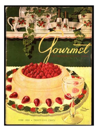 Gourmet Magazine, Cover Illustrations, Strawberry Art, Retro Food, Retro Sweets, Project Life Cards, Vintage Dessert, Journal Vintage, Retro Recipes