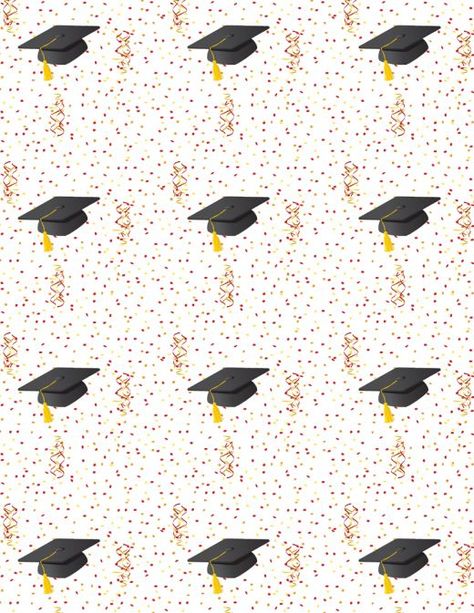 free graduation scrapbook paper with mortarboards, confetti and streamers Graduation Scrapbook, Graduation Stickers, Paper Ideas, Handmade Cards, Scrapbook Paper, Confetti, Embellishments, Paper Crafts