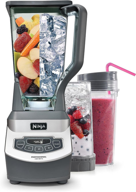 Ninja BL660 Professional Compact Smoothie & Food Processing Blender, 1100-Watts, 3 Functions -for Frozen Drinks, Smoothies, Sauces, & More, 72-oz.* Pitcher, (2) 16-oz. To-Go Cups & Spout Lids, Gray Check the link!! Today Offer with a 28% Discount!! https://amzn.to/3ERTnKc Ninja Professional Blender, Drinks Smoothies, Best Smoothie, Ninja Blender, Smoothie Blender, Best Blenders, Food Processing, Protein Shake, Frozen Fruit