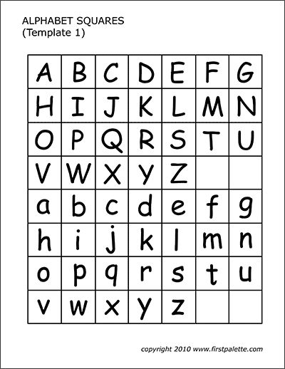 Alphabet Letter Squares | Free Printable Templates & Coloring Pages | FirstPalette.com Alphabet Assessment Sheet Free Printable, Alphabet Templates Printable Free, Printable Alphabet Letters Templates, Free Printable Alphabet Templates, 3d Alphabet Letters, Kindergarten Checklist, Square Letters, Alphabet List, Alphabet Letters To Print