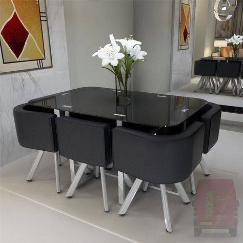 Space Saving Dining Table, Small Table And Chairs, Dining Table Design Modern, Unique Dining Tables, Desain Pantry, Dinning Room Design, House Furniture Design, Small Dining Table, Dining Table Design