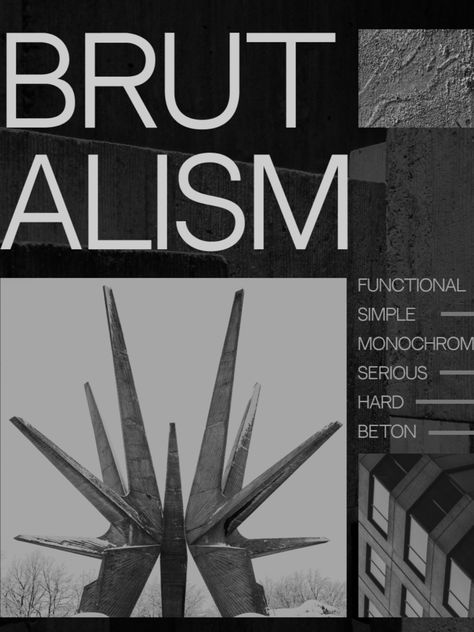 Brutalist Powerpoint, Industrial Style Graphic Design, Urban Brutalist Graphic Design, Graphic Design Movement, Brutalist Kitchen Design, Brutal Graphic Design, Brutalist Architecture Aesthetic, Brutalist Portfolio, Brutalist Logo Design