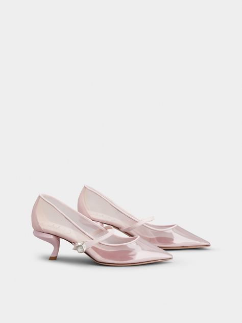 Virgule Babies Pumps in PVC Pink Woman RVW63834510PE5425O10 | Roger Vivier Roger Vivier Sneakers, Chic Shoes, Net Fabric, Roger Vivier, White Ribbon, The Collection, Stylish Outfits, Fashion Inspo, Pumps