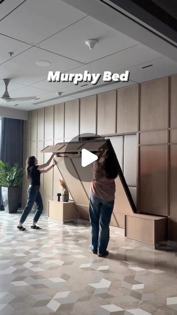 Hide A Bed Ideas, Headboard Cushion Design, Murphy Bed Wall Ideas, Modern Murphy Beds, Bed Interior, Hidden Bed, Home Pub, Wall Panelling, Murphy Beds