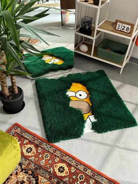 Cartoon tufted 3D rug This 3D Cartoon Tufted Rug adding a touch of sophistication and elegance to any room. This rug is made of high-quality materials and is soft and durable. 💠MATERIALS: Our area rug is made of 100% acryl which is very pleasant to the touch.  📐DIMENSIONS: 60 cm / 23,6 inches  80 cm / 31,4 inches 100 cm / 39,3 inches 🕓PRODUCTION TIME: 15 business days  CARE TIPS: See more information in FAQ our store ⚠️Please AVOID: Washing machines Dryers Vibration Extremely high water tempe Cartoon Rug, Tufting Diy, Funky Rugs, Graphic Rug, Gift Cartoon, Future Apartment Decor, Nerd Gifts, Bedroom Gift, Apartment Decor Inspiration