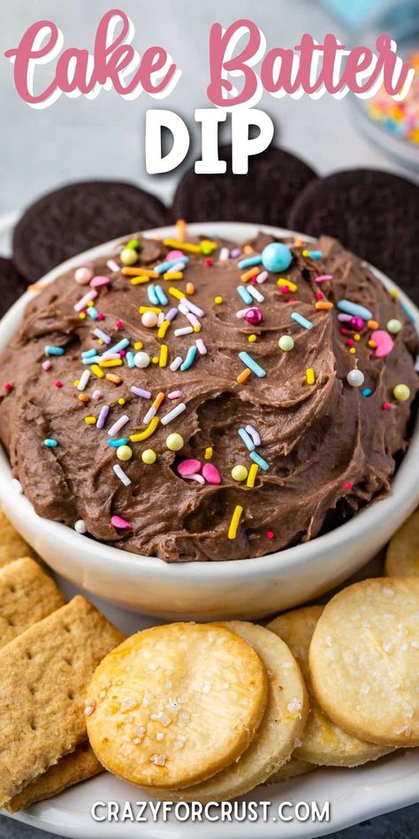 Cake Batter Dip (ANY flavor) Pie Crust Dippers, Cake Mix Dip, Sweet Dips Recipes, Sweet Dip, Easy Dessert Dips, Cake Batter Dip, Dessert Dip Recipes, Apple Pie Recipe Easy, Devil's Food Cake