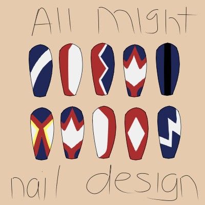 All Might Nails, Mha Nails Design, Mha Nail Designs, My Hero Academia Inspired Nails, Bakugou Nails, My Hero Academia Nails, Mha Nails, Academia Nails, Nails Patriotic