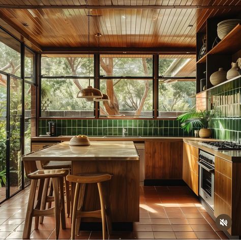 Mid Century Classic Kitchen, 70s House Decor Modern, Kitchen Retro Modern, Retro Classic Interior, Interior Design Australia, Retro Home Interior, Federation House Australia Interiors, 70s Modern House, Seventies Interior Design