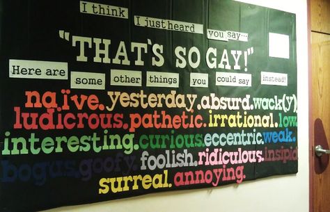 Help raise awareness about the power of words and help crush ignorance. (The most tedious board I've ever done - but so worth it. ) LGBTQ RA Housing ResLife Gay Diversity Training, Billboard Ideas, Inspirational Bulletin Boards, Ra Board Ideas, First Week Activities, Resident Advisor, Ra Door Decs, Ra Boards, Hall Decorations