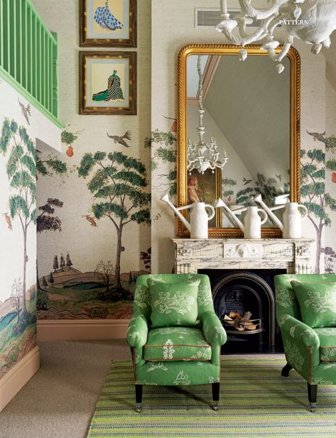 Kit Kemp Interiors, Decorated Mantels, Ny Living Room, Plaster Decor, Mantle Art, French Cottage Style, Maximalist Living Room, Classical Home, Firmdale Hotels