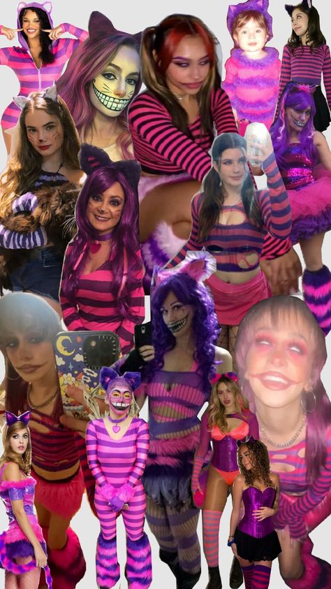 cheshire cat costumes Chester Cat Halloween Costumes, Halloween Costumes For Thicker Women, Cheshire Cat And White Rabbit Costume, Chesire Cat Costume Aesthetic, Cheshire Cat Halloween Costumes, Chesire Cat And Alice Halloween, Mad Hatter And Cheshire Cat Costumes, Cheshire Cat Outfit Aesthetic, Cheshire Cat Diy Costume