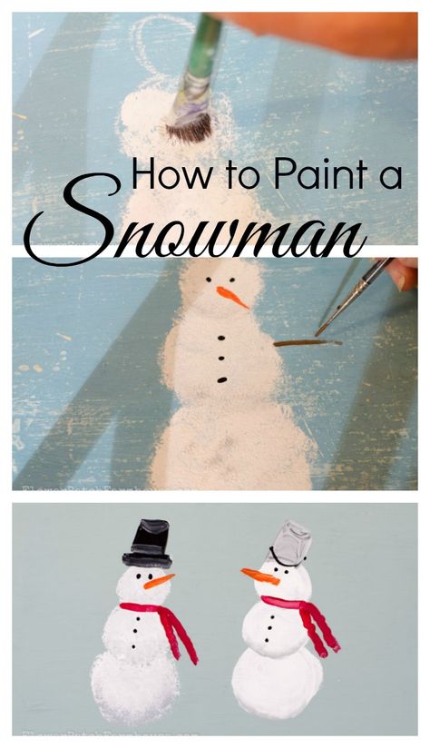 Learn How to Paint a Snowman, fun and easy tutorial @ FlowerPatchFarmhouse.com Paint A Snowman, Paint Snowman, Snowman Tutorial, Simple Snowman, Diy Schneemann, Easy To Paint, Simple Interior, Learn How To Paint, Snowman Painting