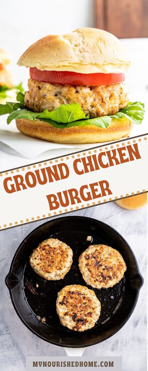 Chicken Burger Recipe Healthy, Best Chicken Burger Recipe, Easy Chicken Burger Recipe, Ground Chicken Recipes Healthy, Chicken Patty Recipes, Grill Burgers, Chicken Burger Recipe, Ground Chicken Burgers, Chicken Burgers Recipe