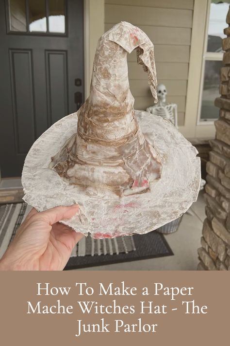 Unleash your inner crafty sorceress 🧙‍♀️ with this enchanting DIY project! Learn how to conjure up a Paper Mache Witches Hat using this tutorial from The Junk Parlor 🎩. It's not just recycling, it's magical upcycling! 🌟✂️ Let's start the charm! Candy Platter, Diy Paper Mache, Bff Cards, Fun Fall Decor, Paper Mache Pumpkins, Paper Mache Projects, Making Paper Mache, Mini Diy, Witch Diy