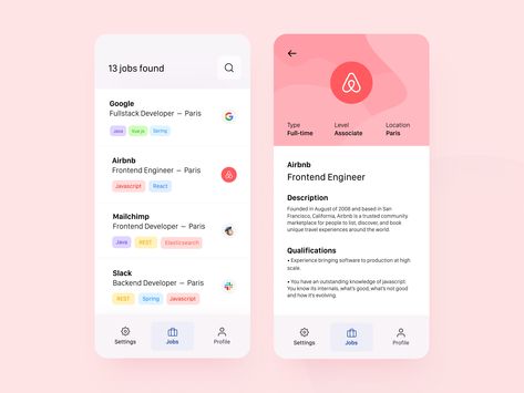 by Rebecca Norén Job Listing Design, List Ui, Paris Airbnb, Designer Job, Backend Developer, Frontend Developer, Flat Ui, List Design, Simple Designs To Draw