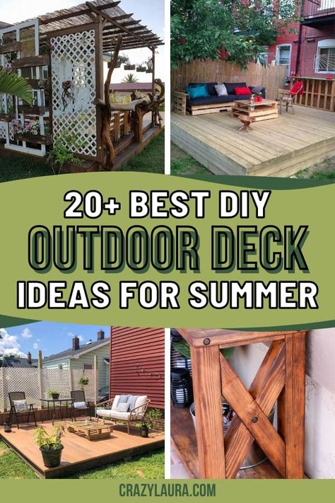 List of the Best DIY Outdoor Deck Ideas For Summer #OutdoorDeck #DIY #Projects Diy Outdoor Deck, Outdoor Deck Ideas, Diy Patio Cover, Diy Daybed, Outdoor Storage Bench, Outdoor Console Table, Deck Accessories, Dream Deck, Diy Outdoor Kitchen